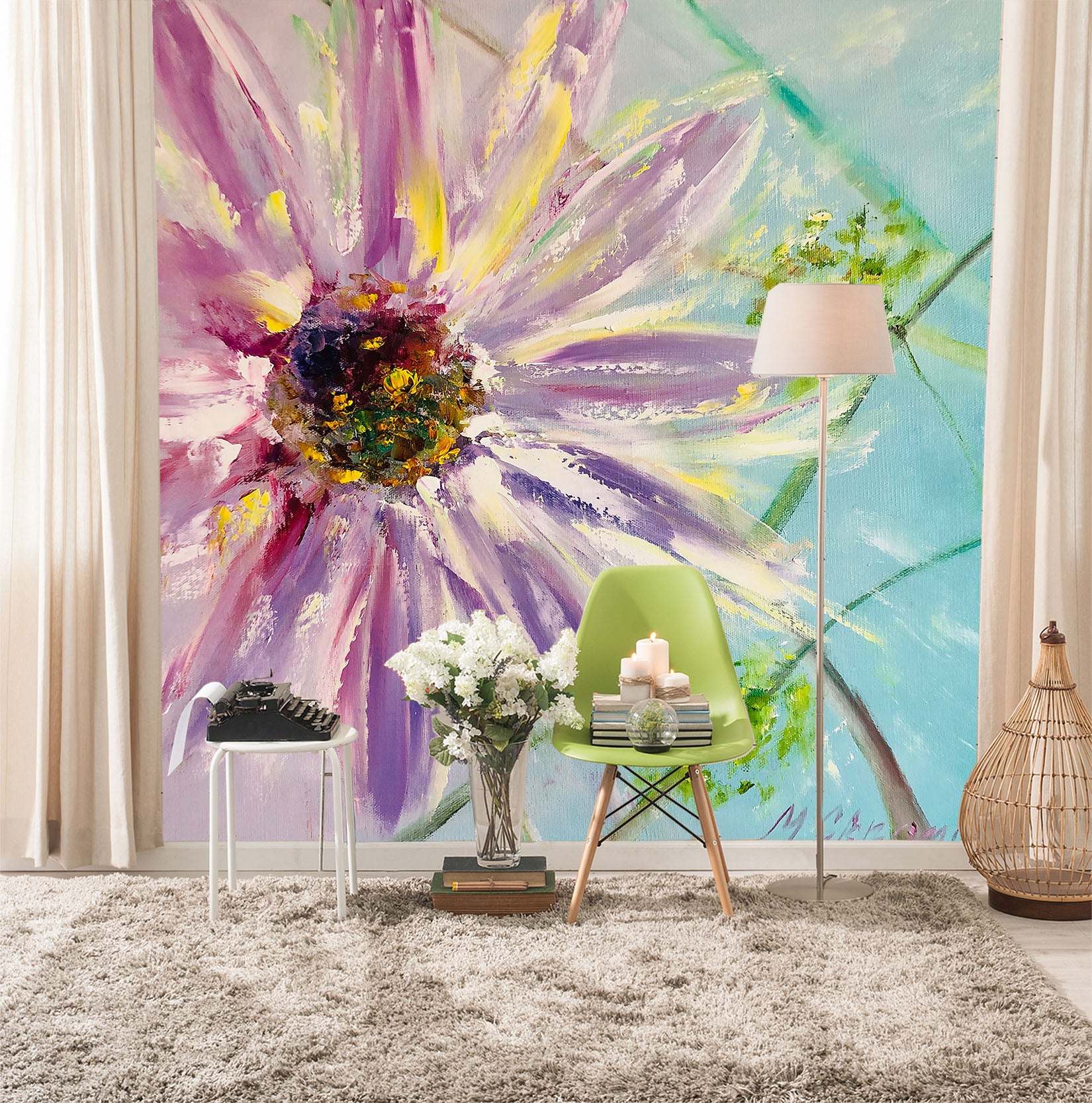 3D Purple Daisy Petals 211 Skromova Marina Wall Mural Wall Murals