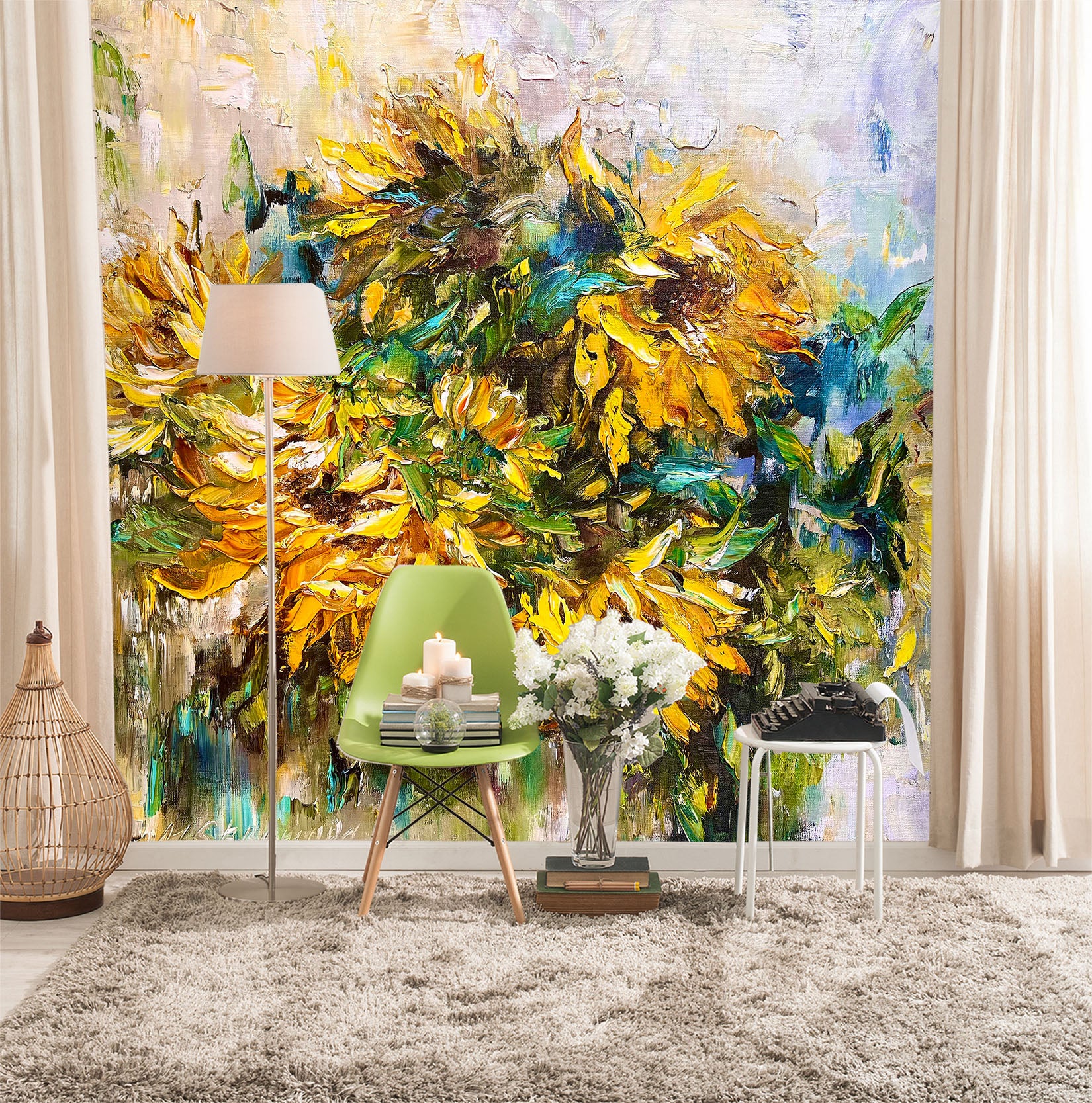 3D Yellow Sunflower 2618 Skromova Marina Wall Mural Wall Murals