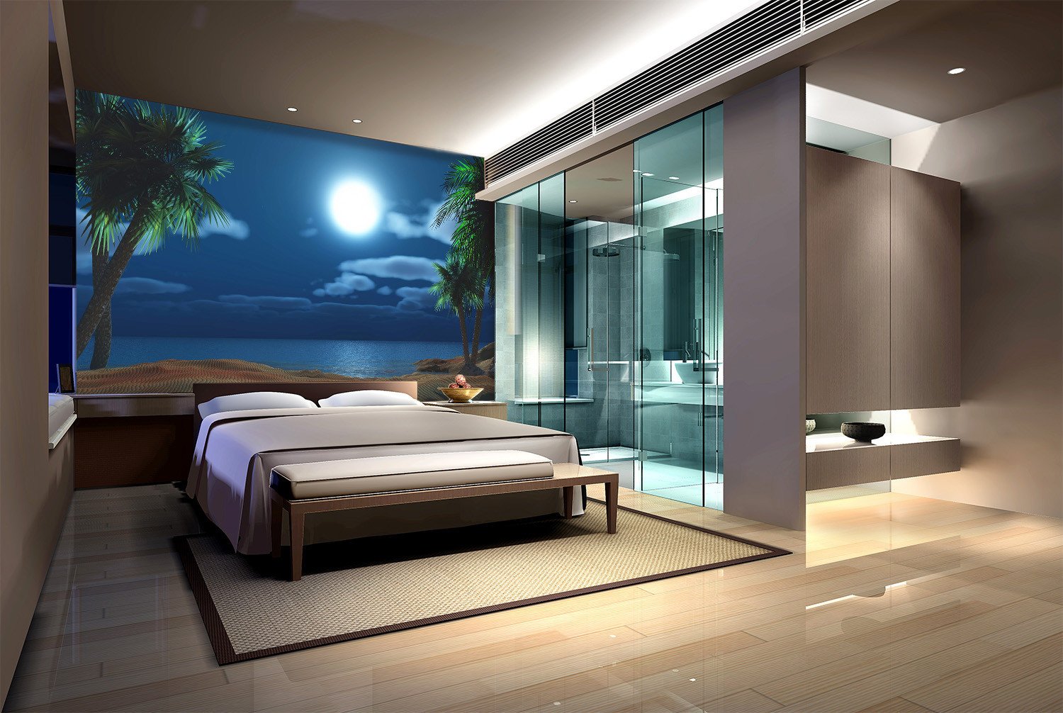 3D Moon Sky Beach Night 628 Wallpaper AJ Wallpaper 