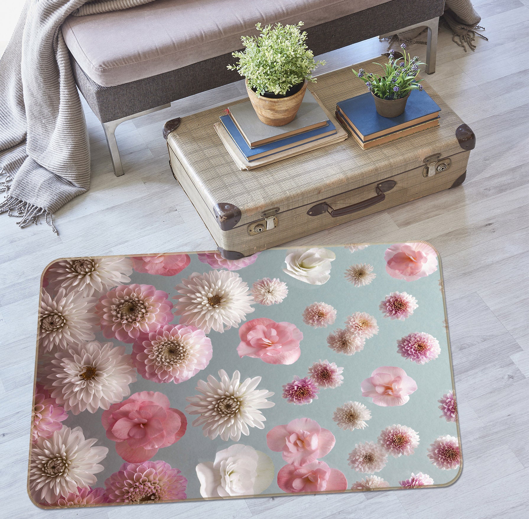 3D Peony Flower 110 Assaf Frank Rug Non Slip Rug Mat