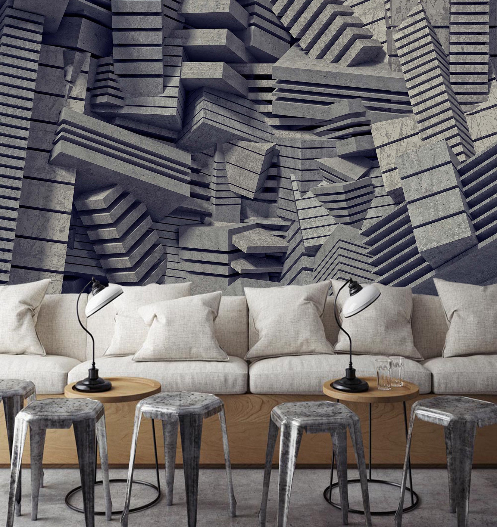 3D Grey Building 1401 Wall Murals