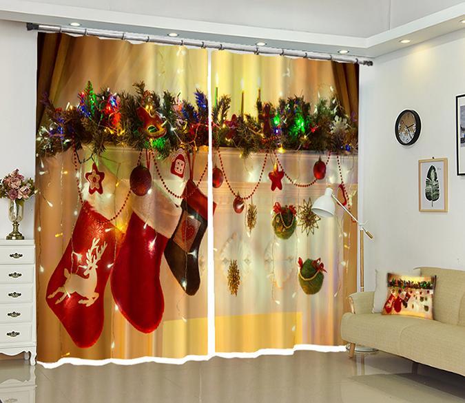 3D Sock Hanging Christmas 19 Curtains Drapes Curtains AJ Creativity Home 