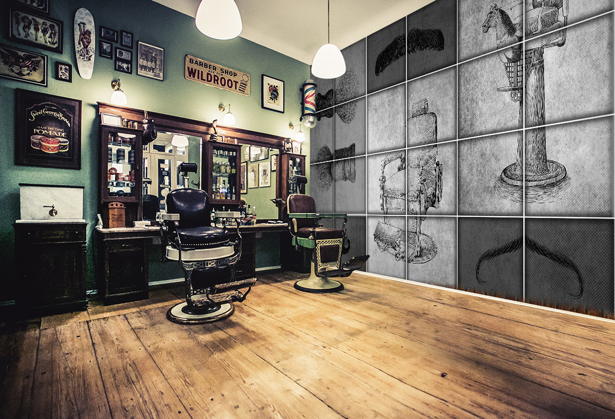 3D Barber Chair 115195 Barber Shop Wall Murals