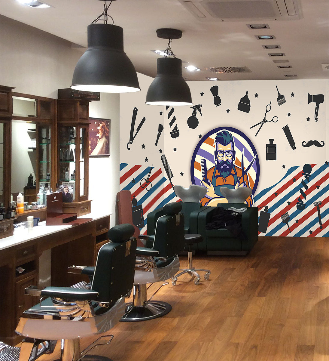 3D Barber 1448 Barber Shop Wall Murals