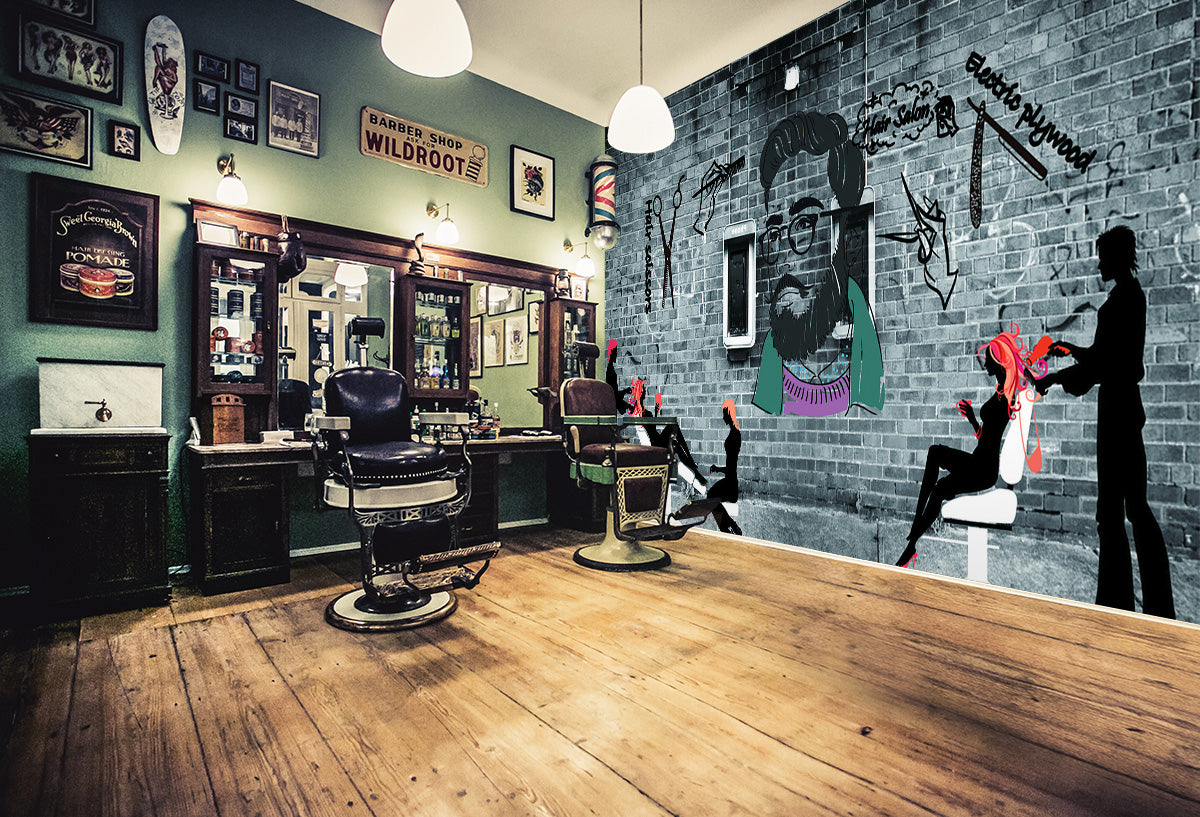 3D Hairdresser 1472 Barber Shop Wall Murals