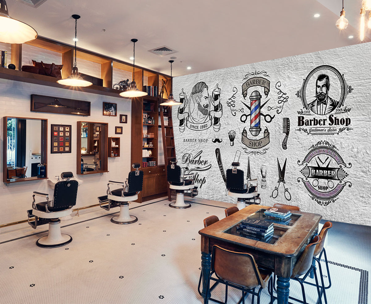 3D Cute Scissors 1417 Barber Shop Wall Murals