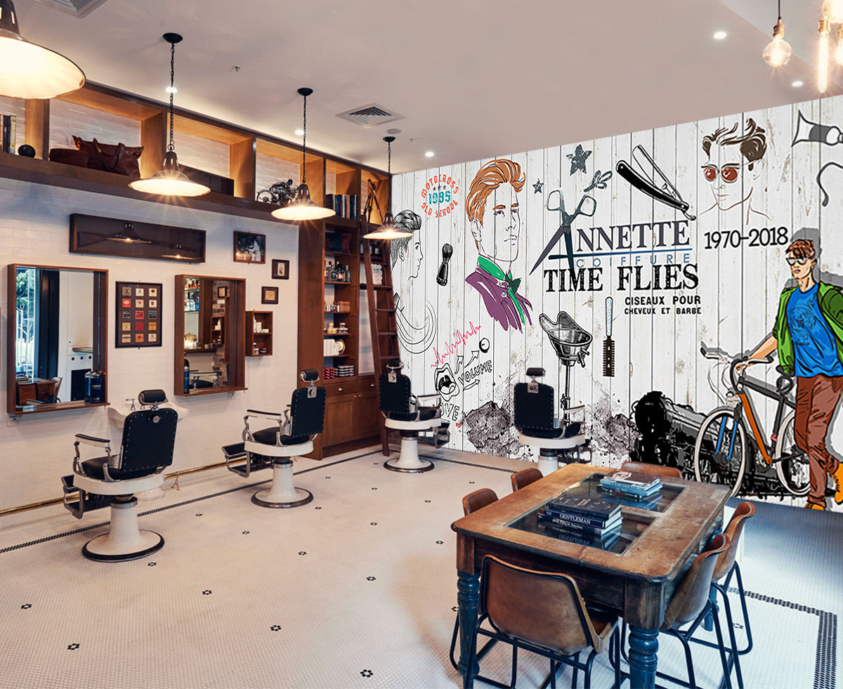 3D Hair Cutting Supplies 1457 Barber Shop Wall Murals