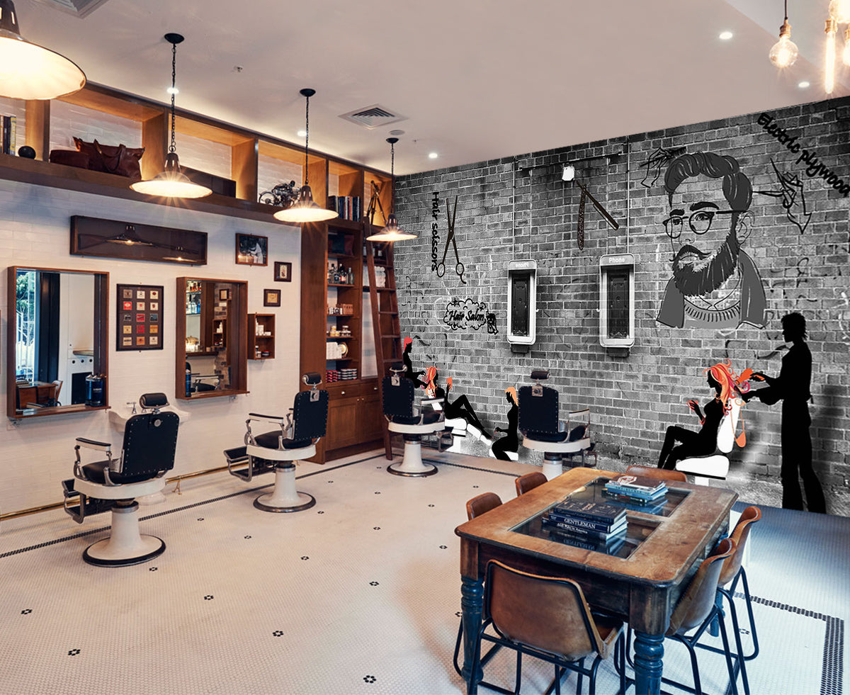 3D Signature Hairstyle 1460 Barber Shop Wall Murals