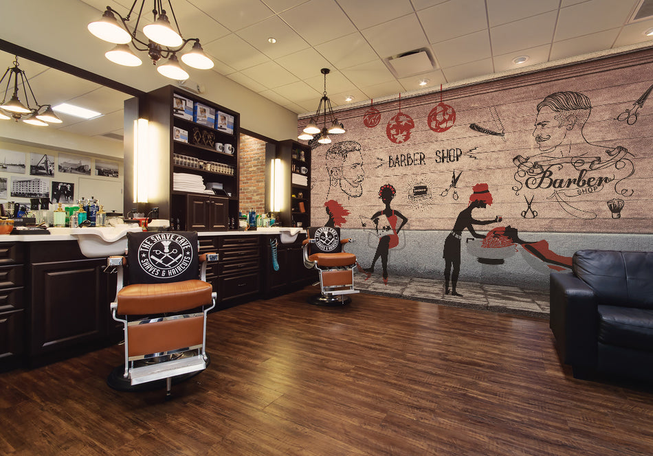 3D Shampoo Girl 1402 Barber Shop Wall Murals