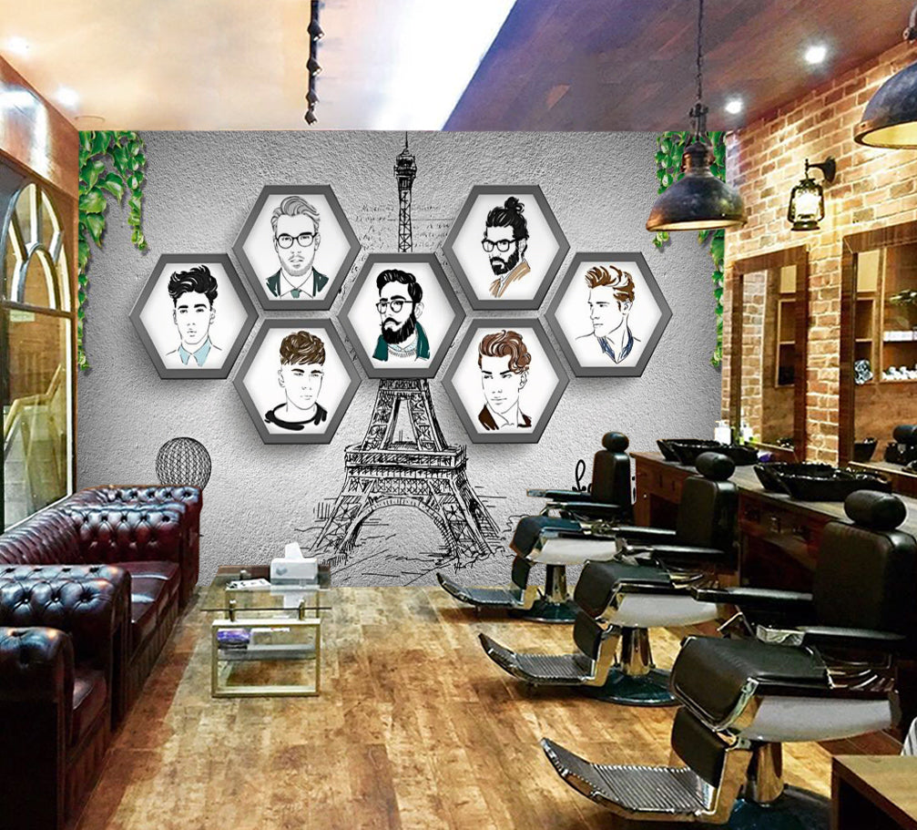 3D Fashion Style 1409 Barber Shop Wall Murals