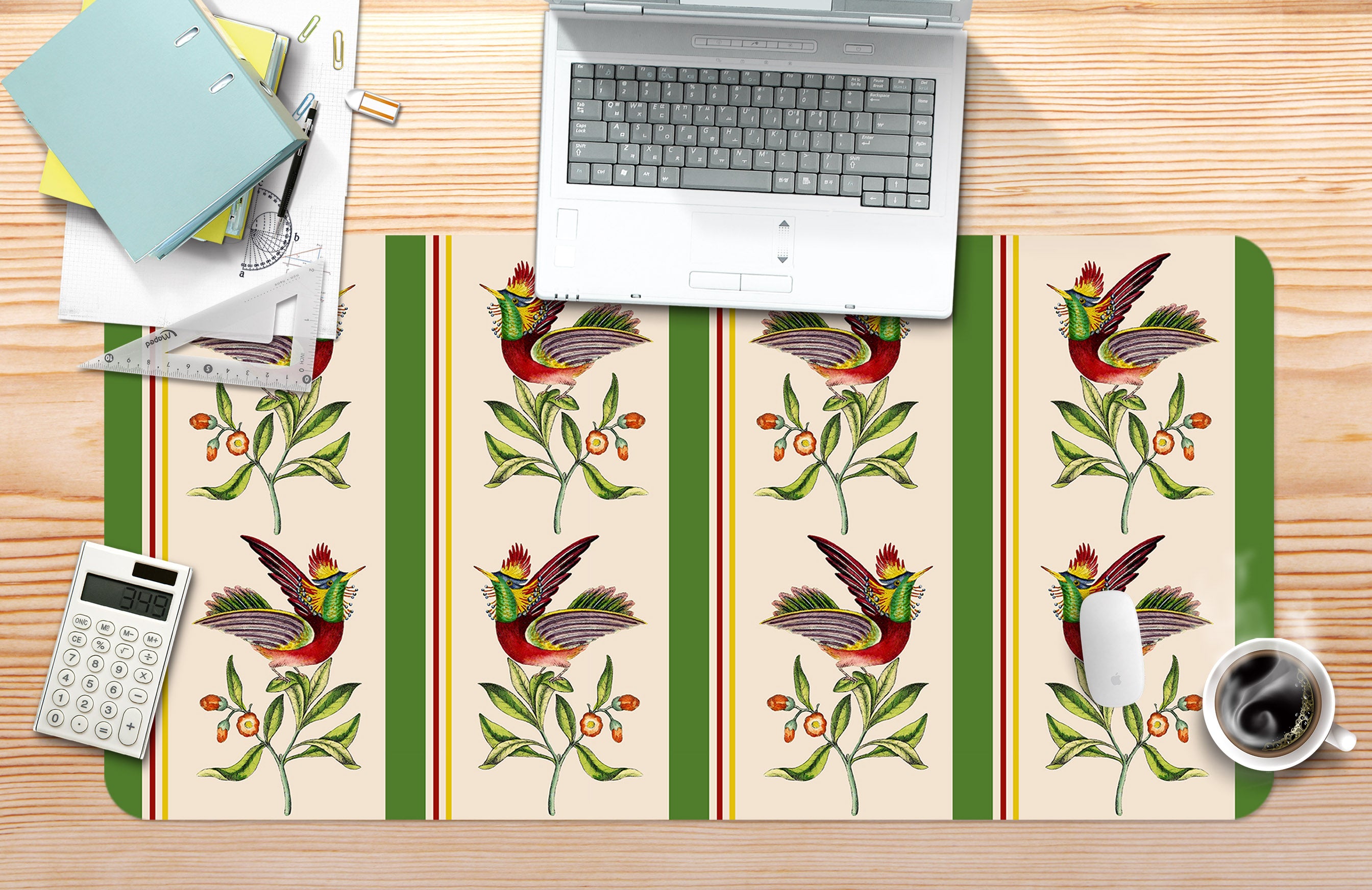 3D Leaf Bird Pattern 120211 Uta Naumann Desk Mat