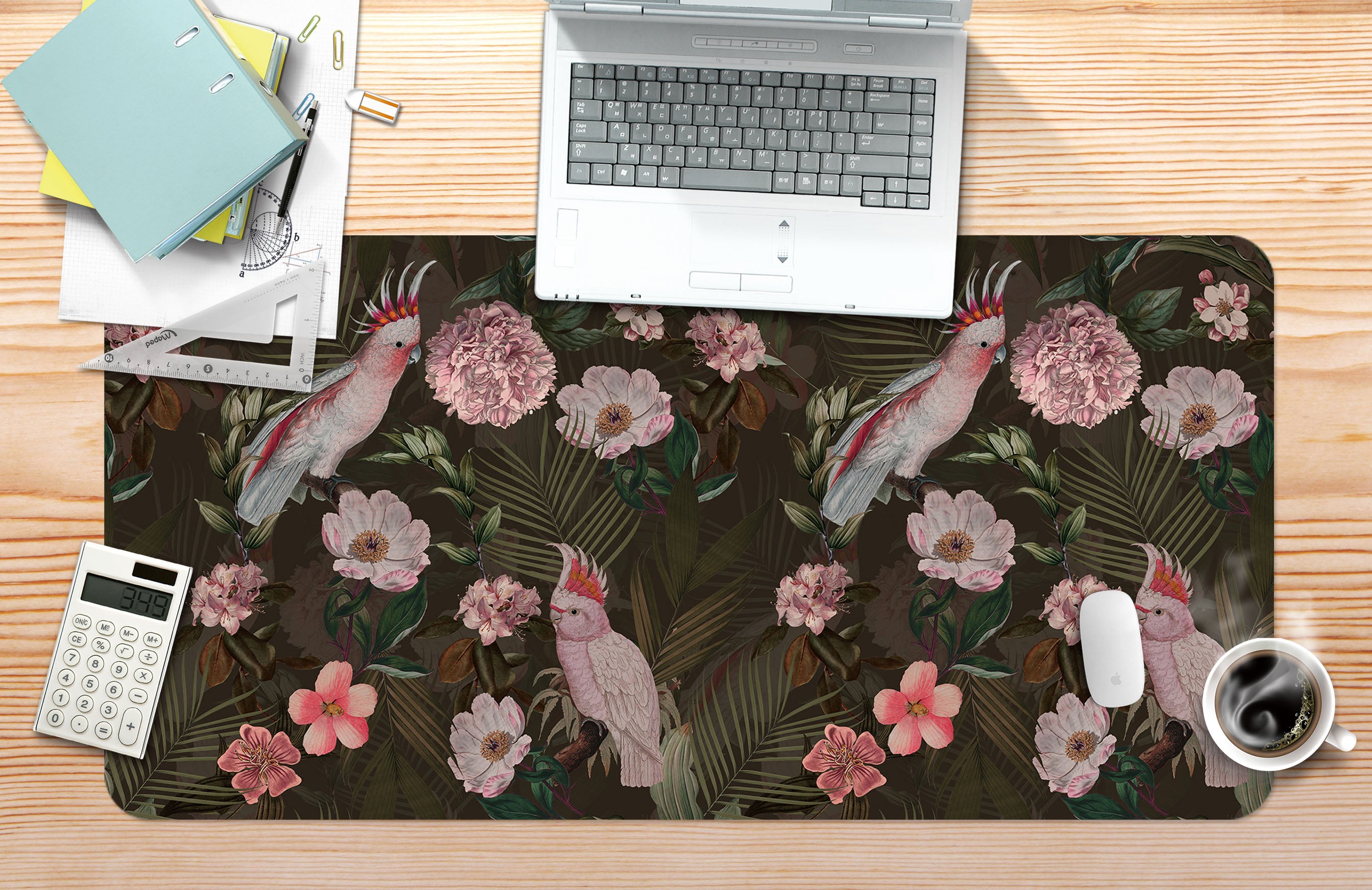 3D Flower Bush Parrot 120174 Uta Naumann Desk Mat