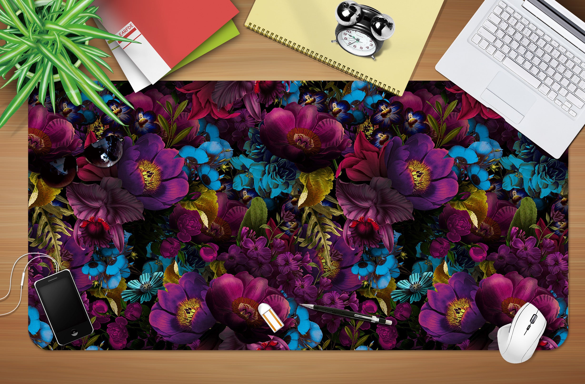 3D Purple Blue Flowers 120141 Uta Naumann Desk Mat