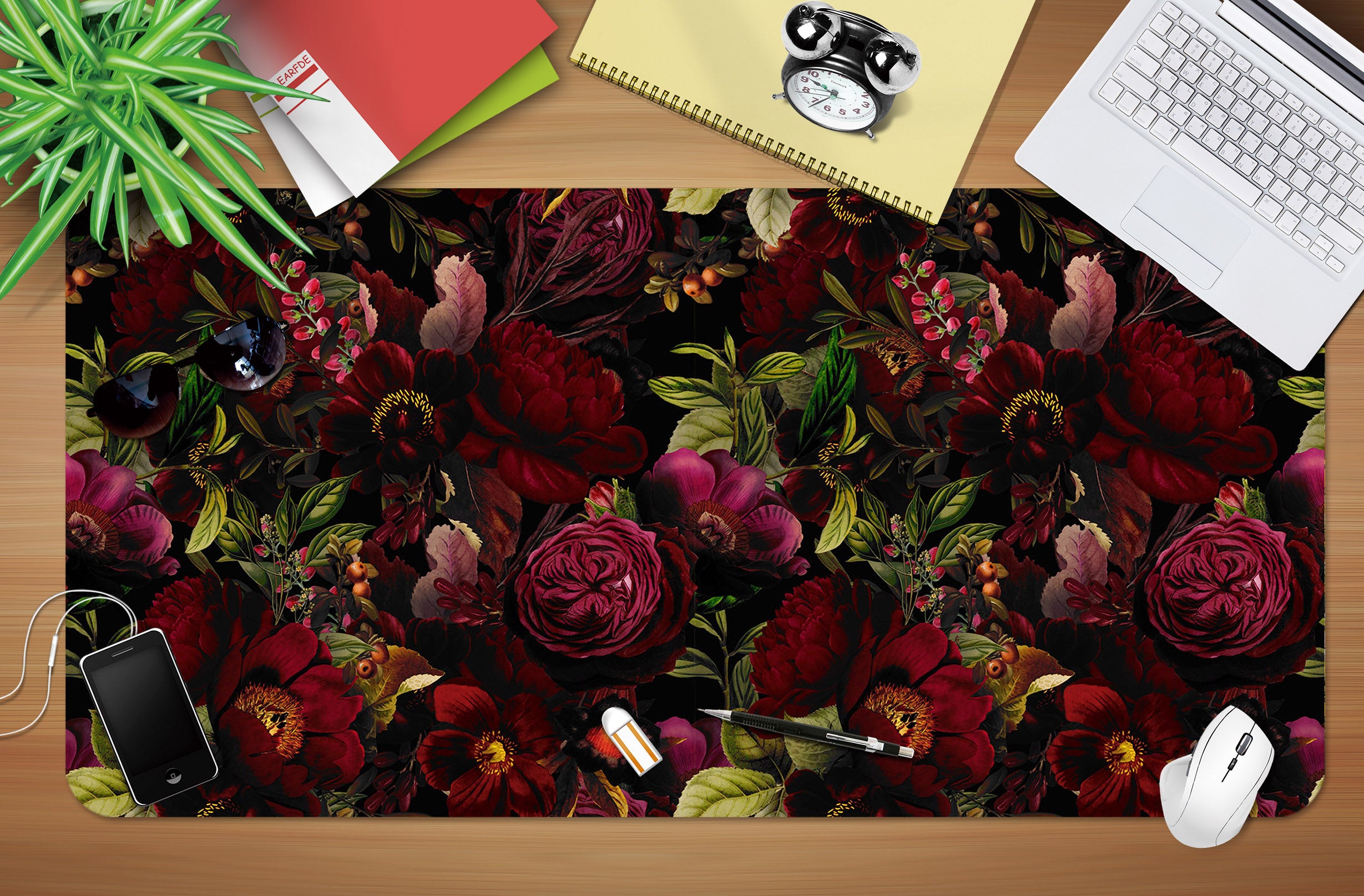 3D Crimson Flowers 120222 Uta Naumann Desk Mat