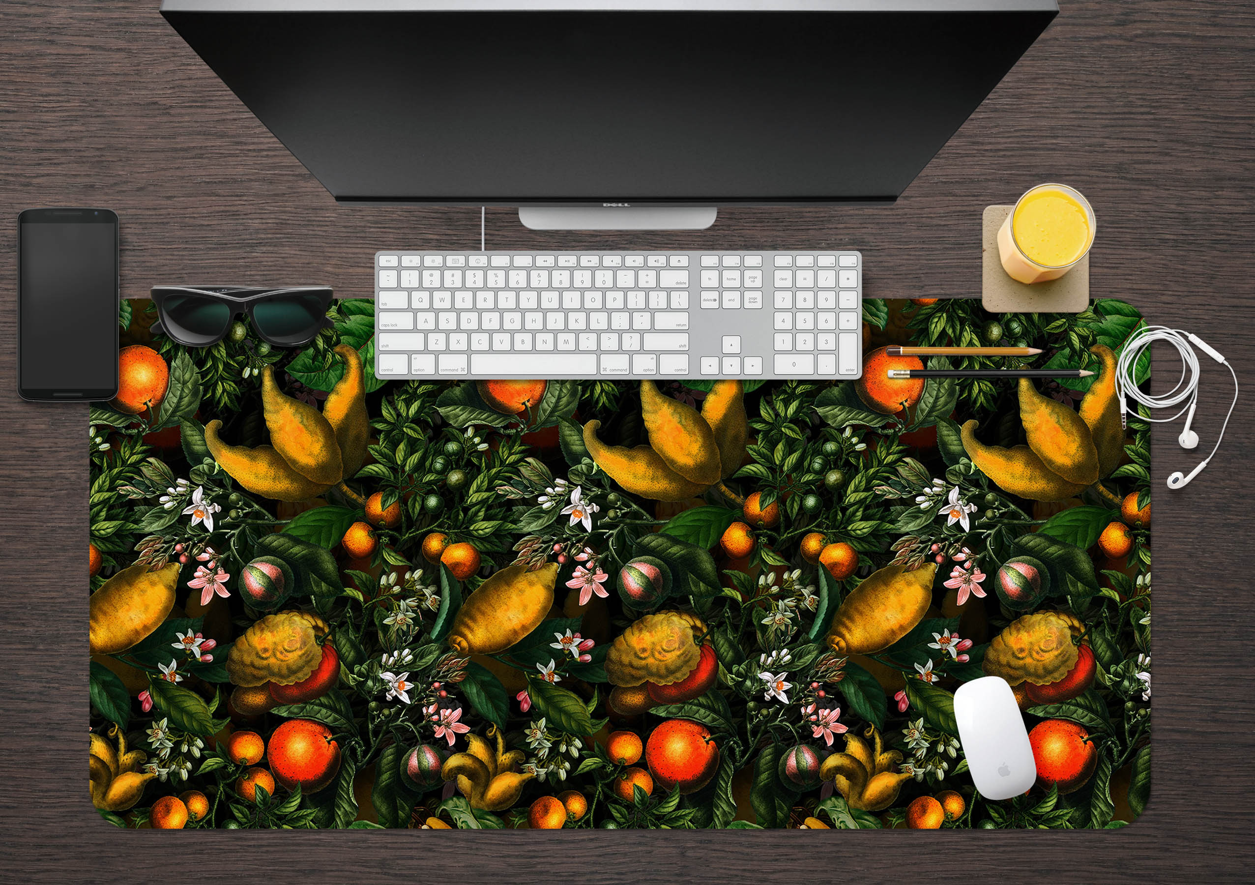 3D Orange Fruit Leaves 120160 Uta Naumann Desk Mat