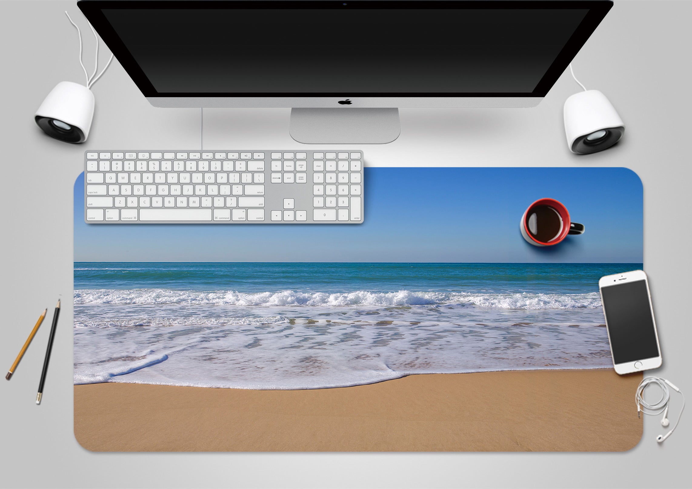 3D Beach Tide 12425 Assaf Frank Desk Mat