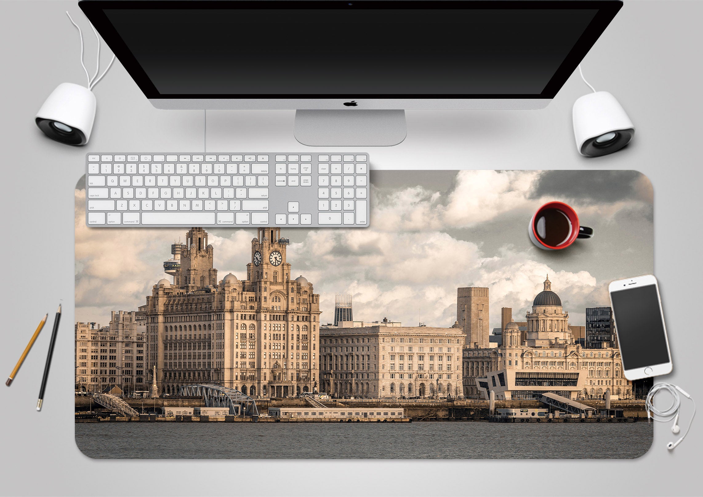 3D Building Lake 7739 Assaf Frank Desk Mat