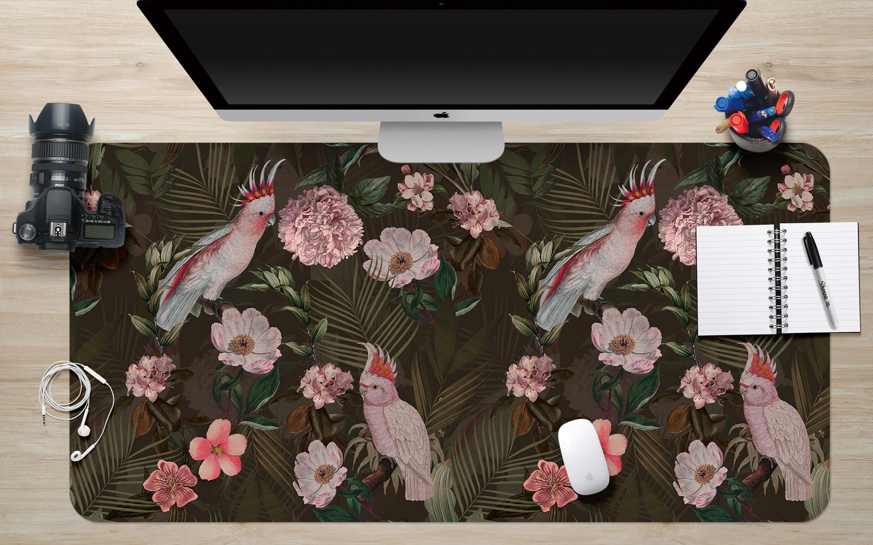 3D Flower Bush Parrot 120174 Uta Naumann Desk Mat