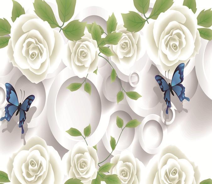 3D White Rose And Butterfly 672 Wallpaper AJ Wallpaper 2 