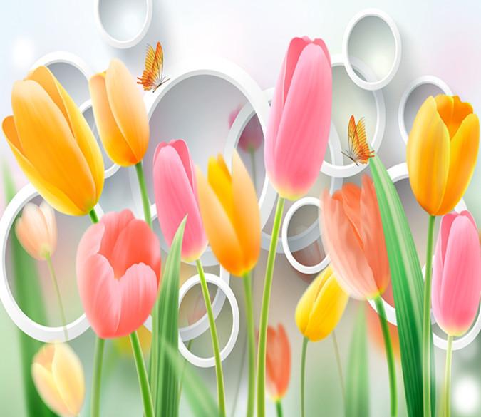 3D Orange Pink Tulips 26 Wallpaper AJ Wallpaper 