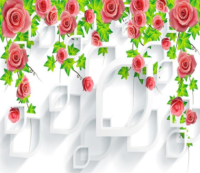 3D Branch Flower Rose 021 Wallpaper AJ Wallpaper 