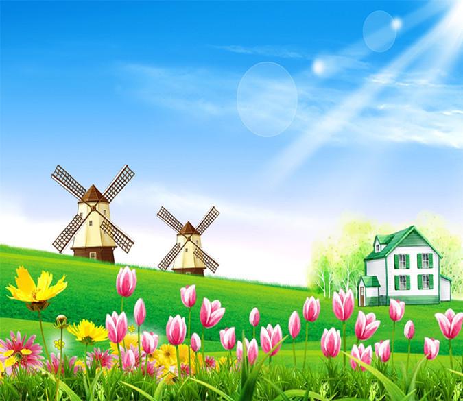 3D Sunshiny Windmill Tulips 89 Wallpaper AJ Wallpaper 