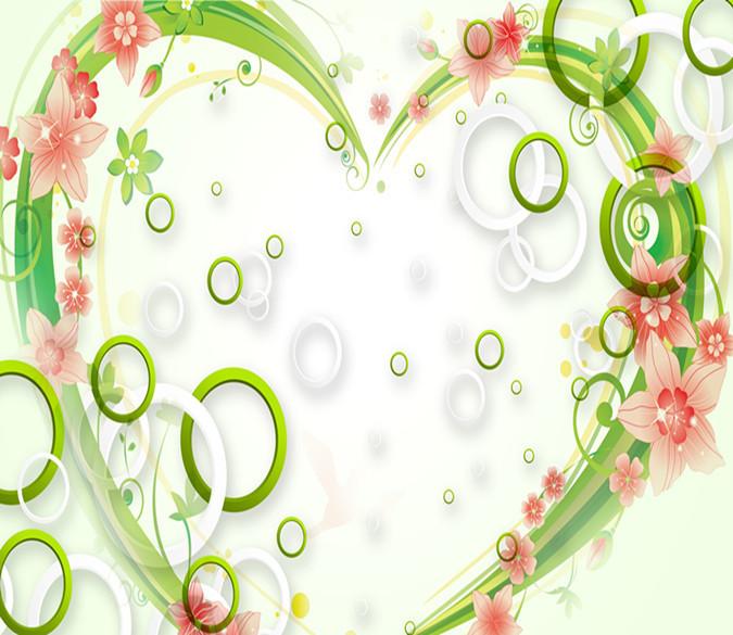 3D Heart-shaped Flower Pattern 098 Wallpaper AJ Wallpaper 