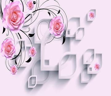 3D Wall Pink Rose 23 Wallpaper AJ Wallpaper 