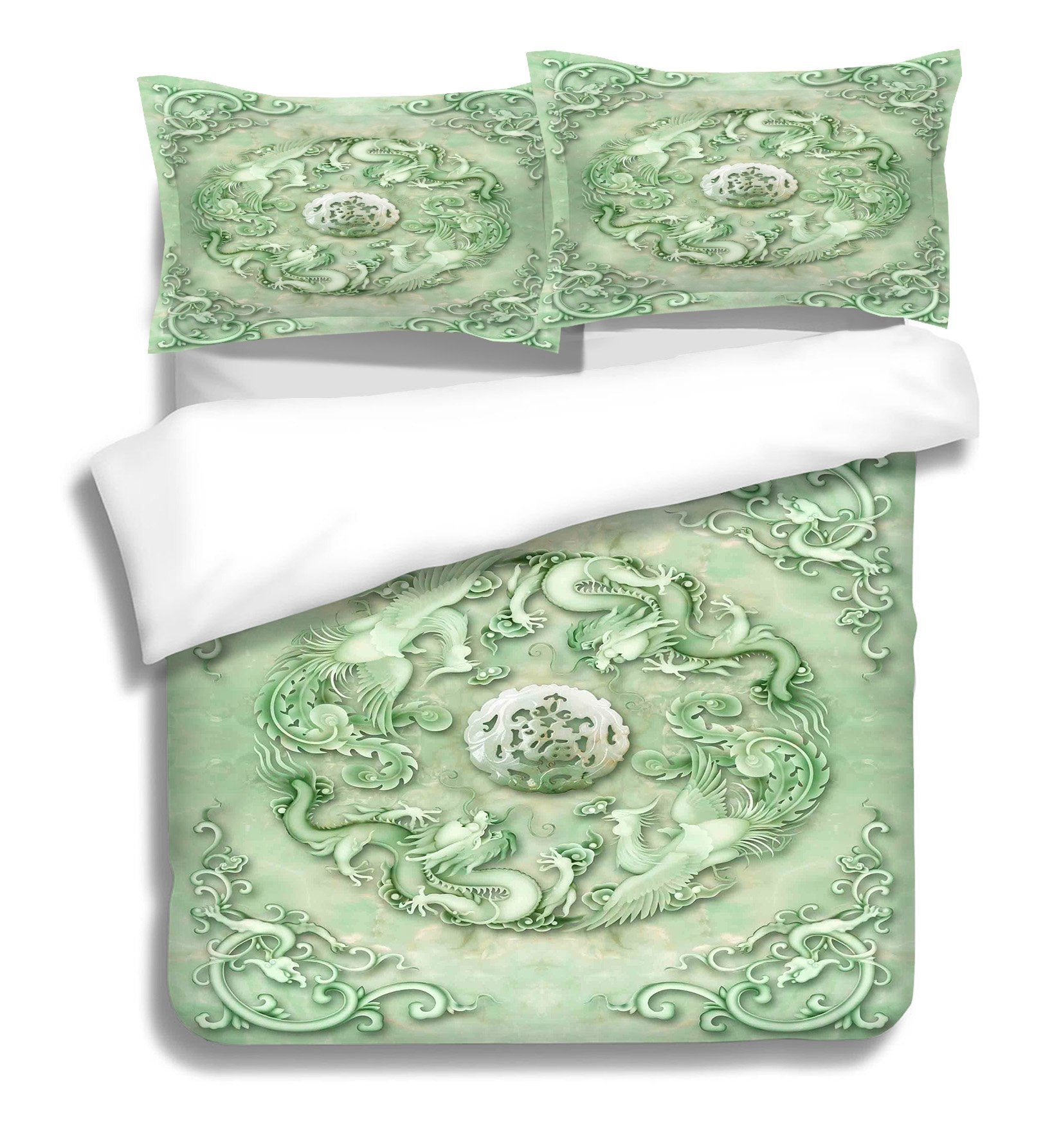 3D Jade Dragon 201 Bed Pillowcases Quilt Wallpaper AJ Wallpaper 