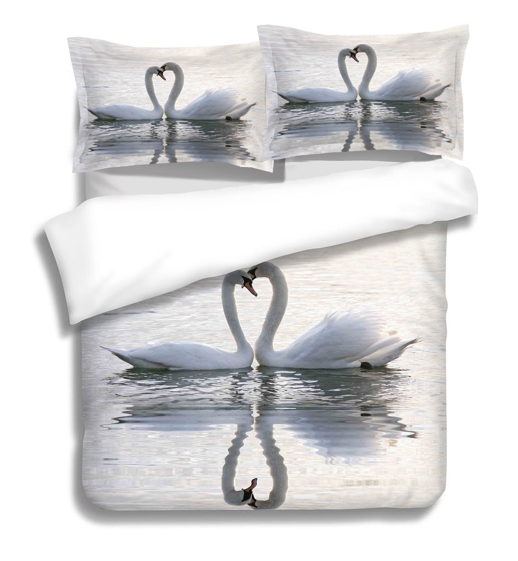 3D Lovers Swan 091 Bed Pillowcases Quilt Wallpaper AJ Wallpaper 