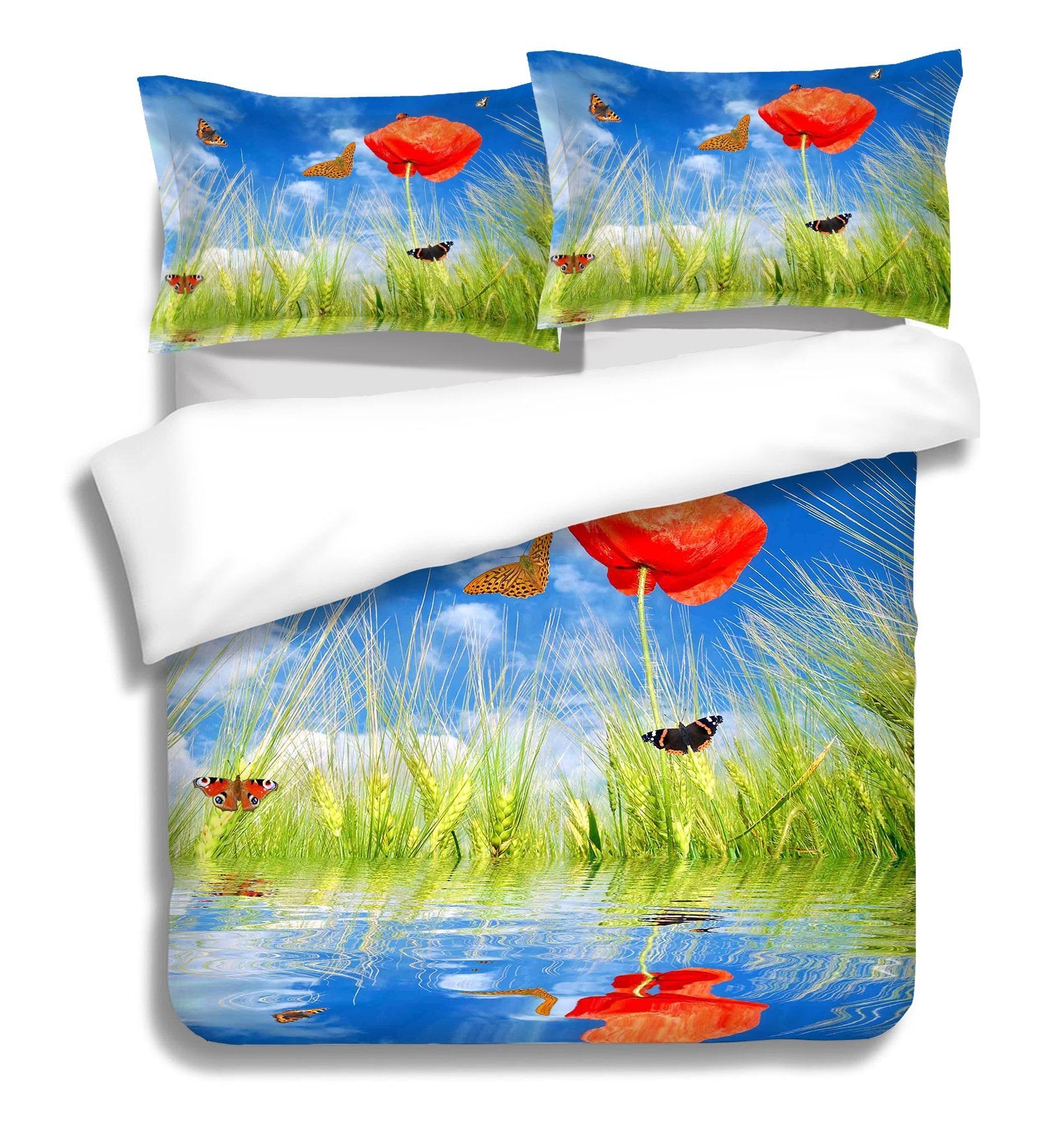 3D Butterfly Grass 180 Bed Pillowcases Quilt Wallpaper AJ Wallpaper 