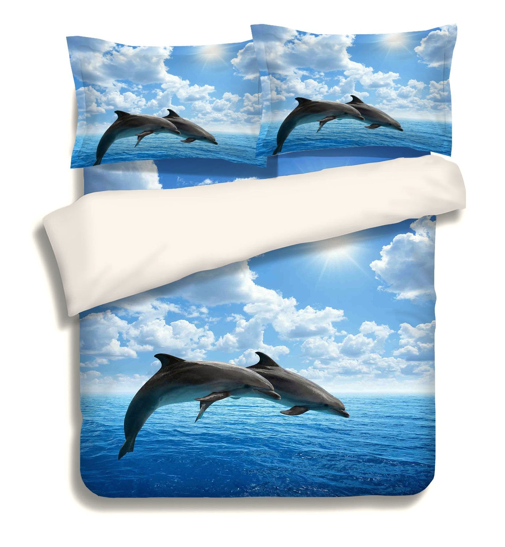 3D Sea Jumping Dolphins 113 Bed Pillowcases Quilt Wallpaper AJ Wallpaper 