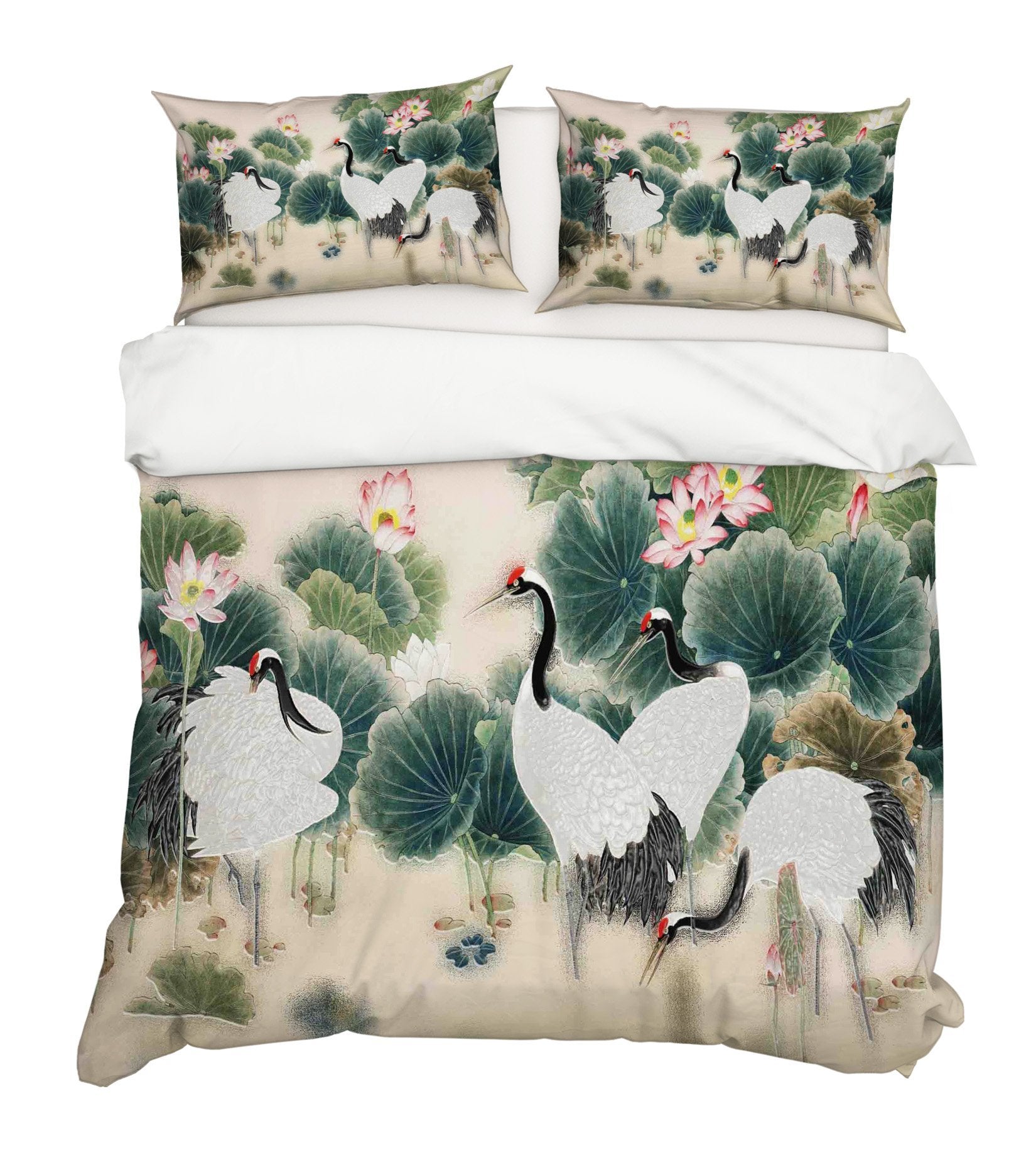 3D White Crane 065 Bed Pillowcases Quilt Wallpaper AJ Wallpaper 