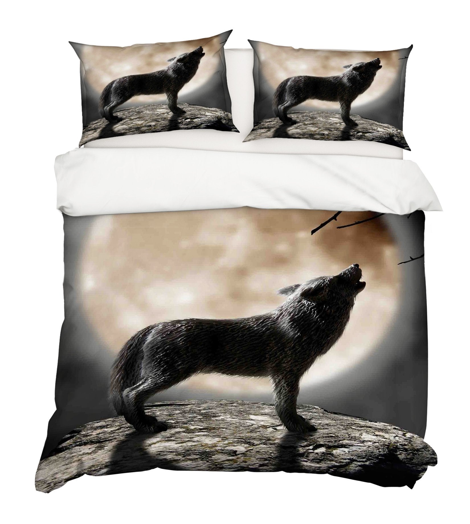 3D Moon Wolf 007 Bed Pillowcases Quilt Wallpaper AJ Wallpaper 