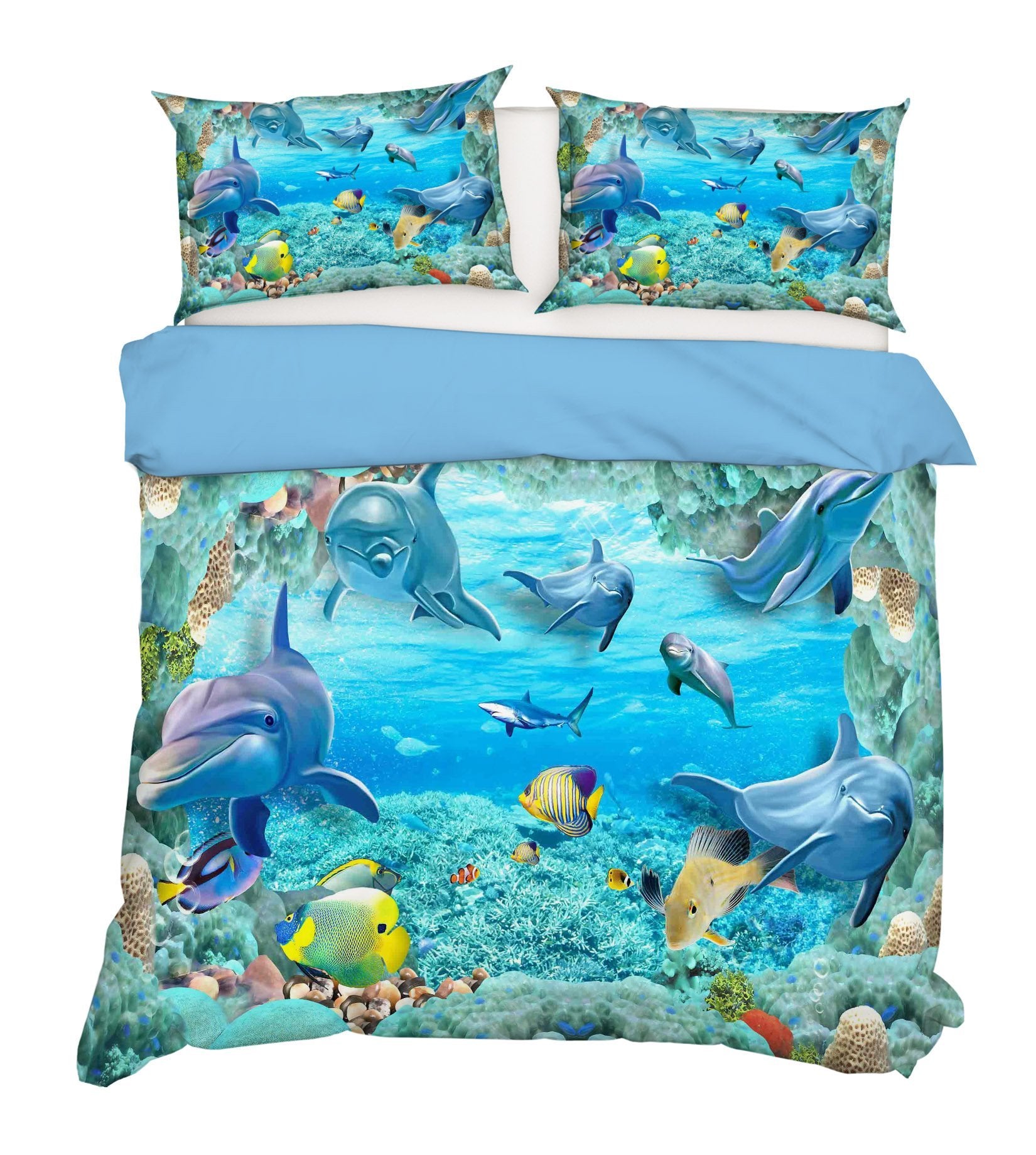 3D Shark Dolphins 103 Bed Pillowcases Quilt Wallpaper AJ Wallpaper 