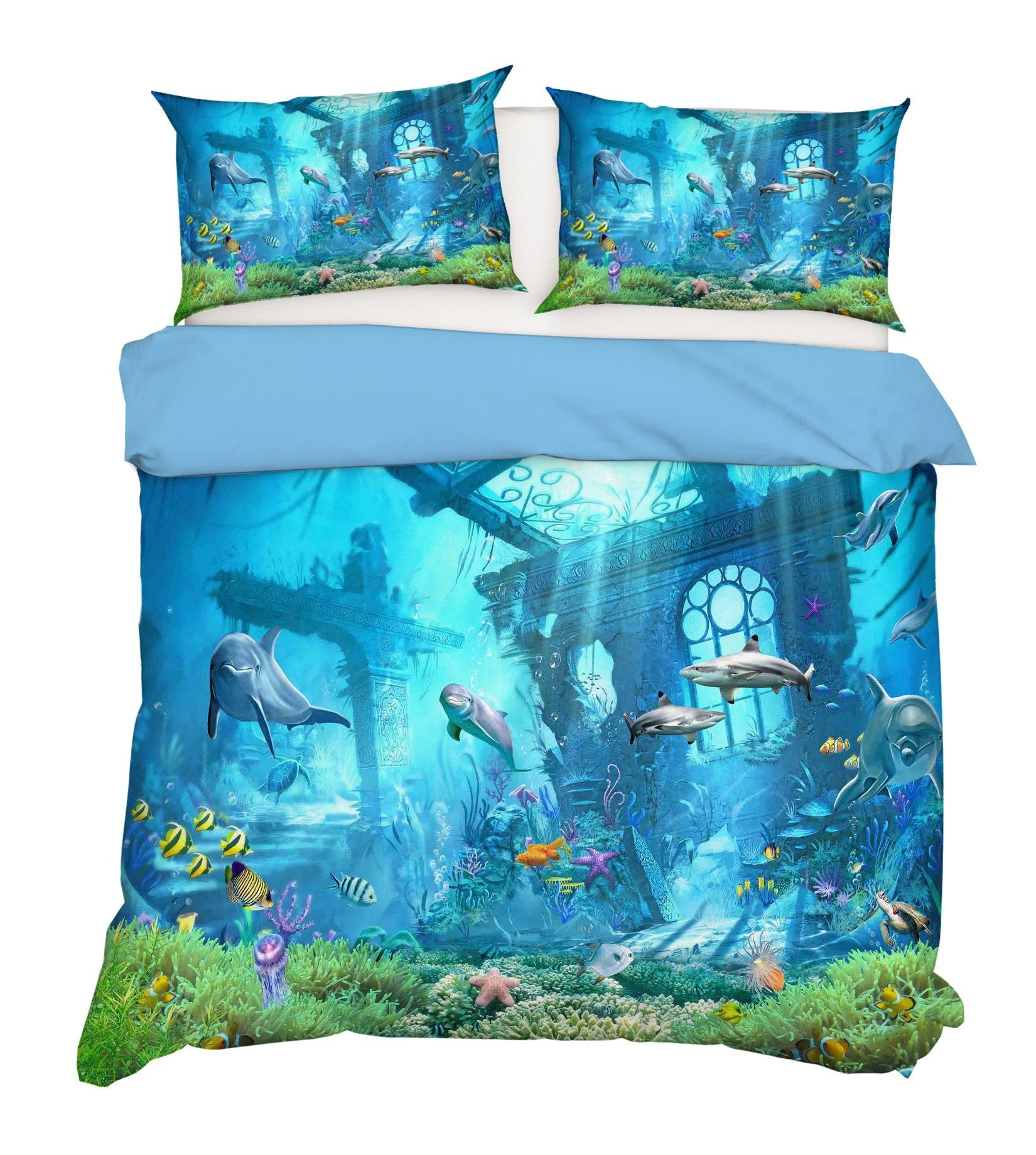 3D Dolphin Starfish 204 Bed Pillowcases Quilt Wallpaper AJ Wallpaper 