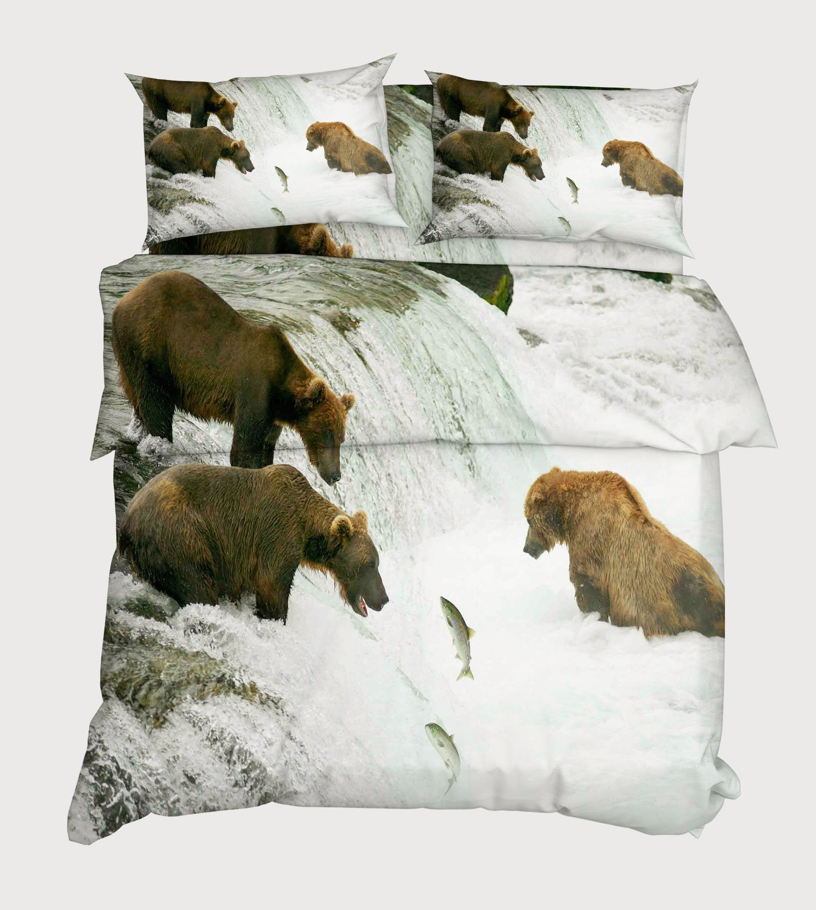 3D River Bears 118 Bed Pillowcases Quilt Wallpaper AJ Wallpaper 