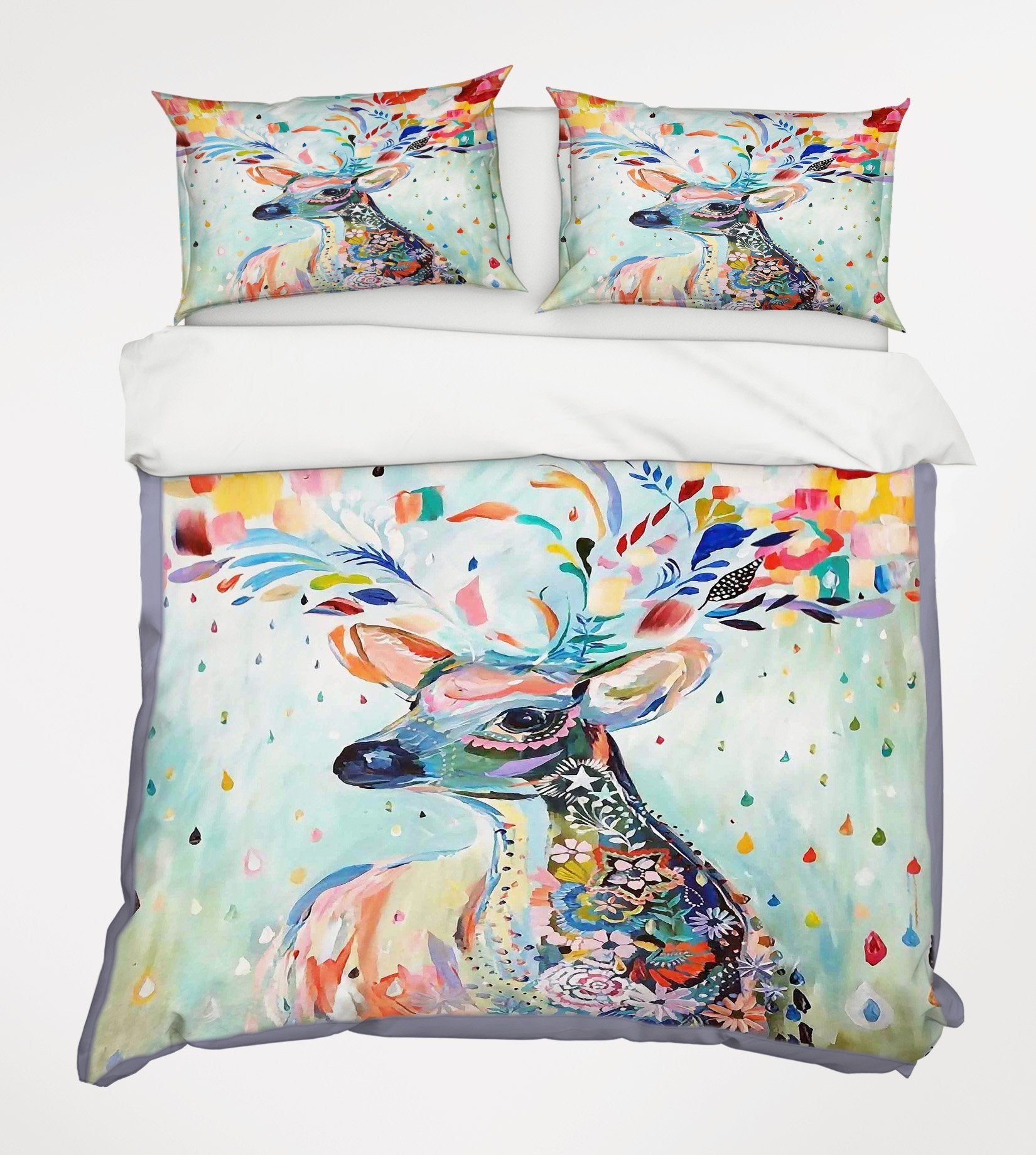 3D Deer Flower 065 Bed Pillowcases Quilt Wallpaper AJ Wallpaper 