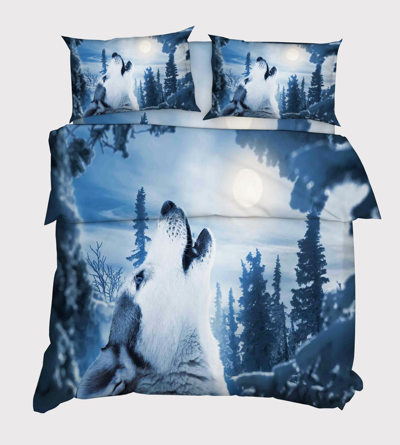 3D Forest Full Moon Wolf 111 Bed Pillowcases Quilt Wallpaper AJ Wallpaper 