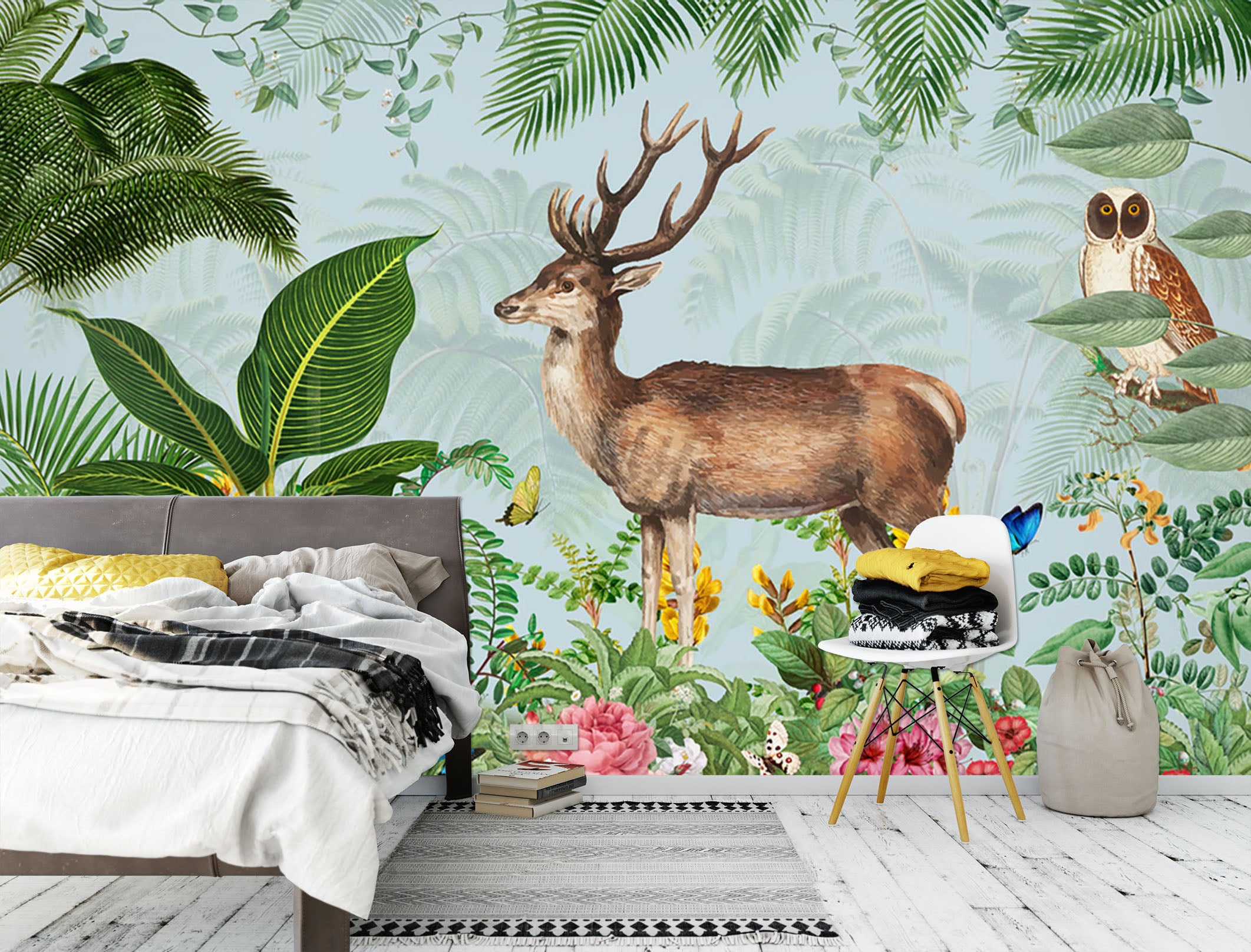 3D Deer Butterfly Owl 1547 Wall Murals