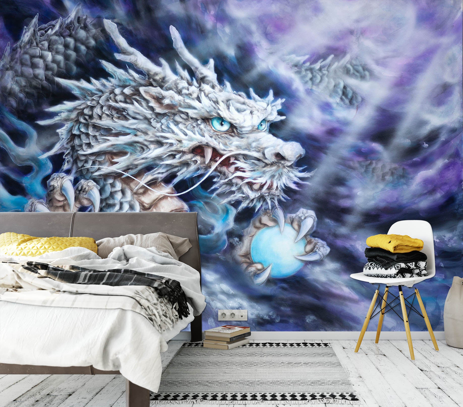 3D White Dragon 5548 Kayomi Harai Wall Mural Wall Murals