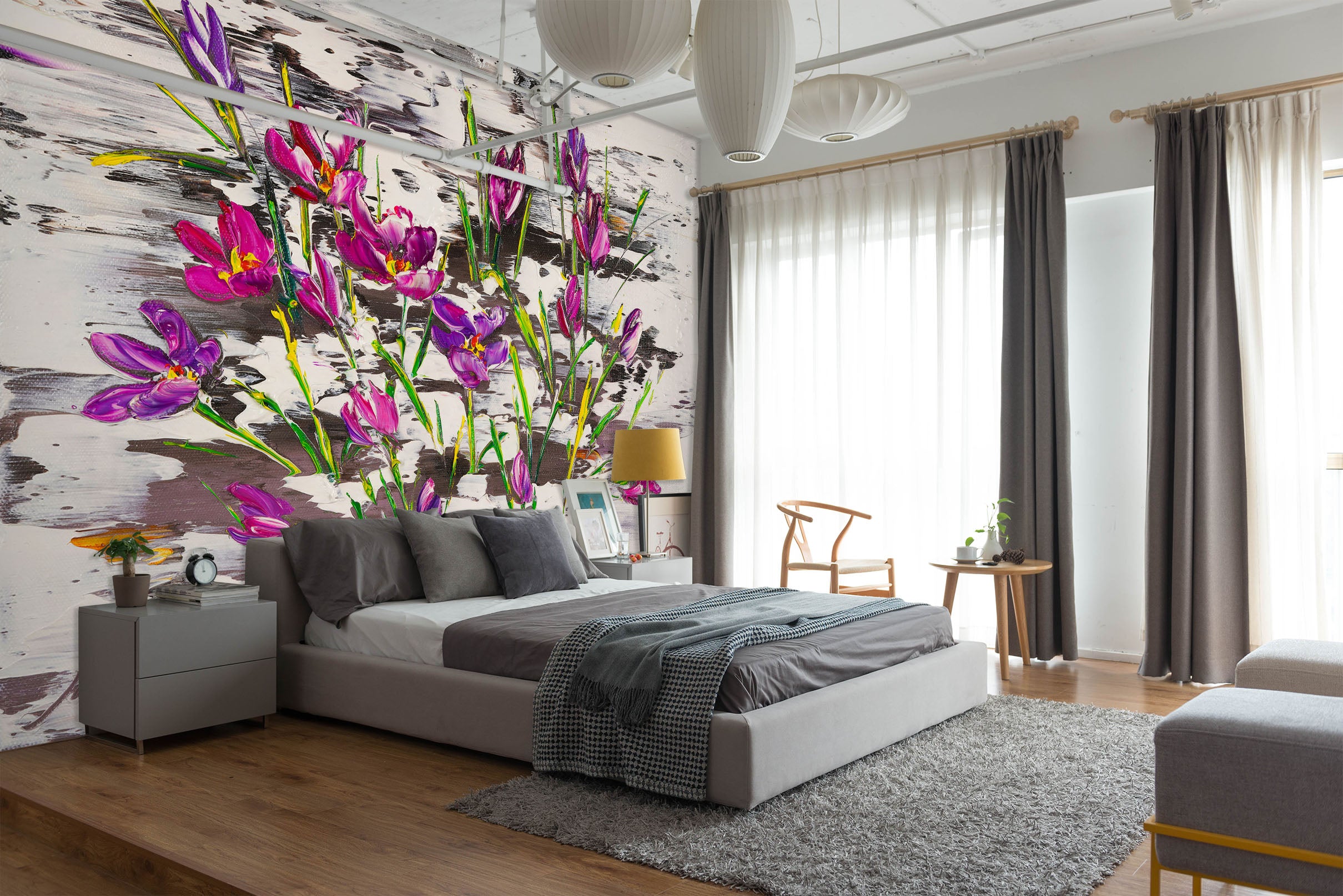 3D Purple Flower 230 Skromova Marina Wall Mural Wall Murals