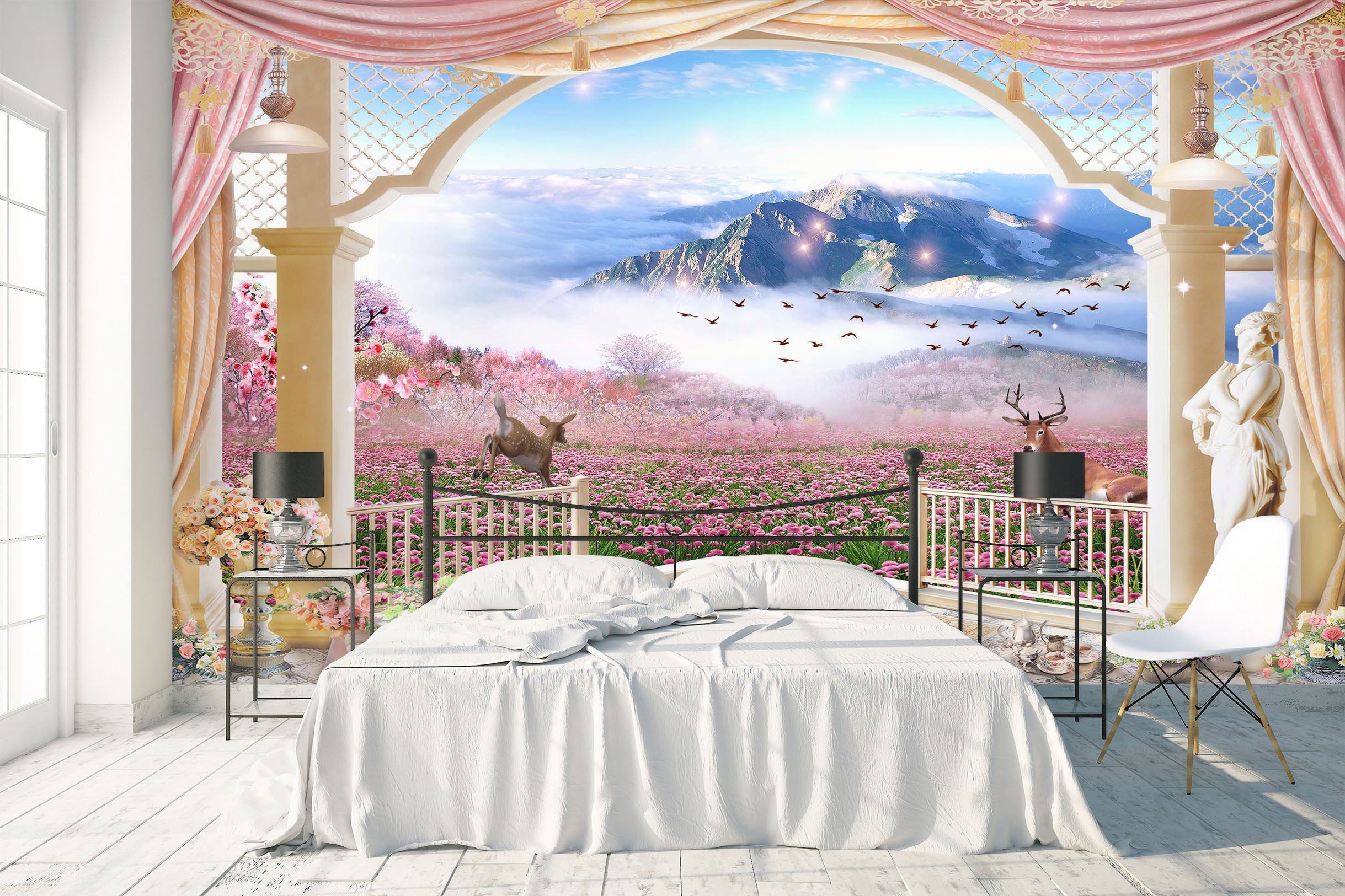 3D Flower Valley 2077 Wall Murals