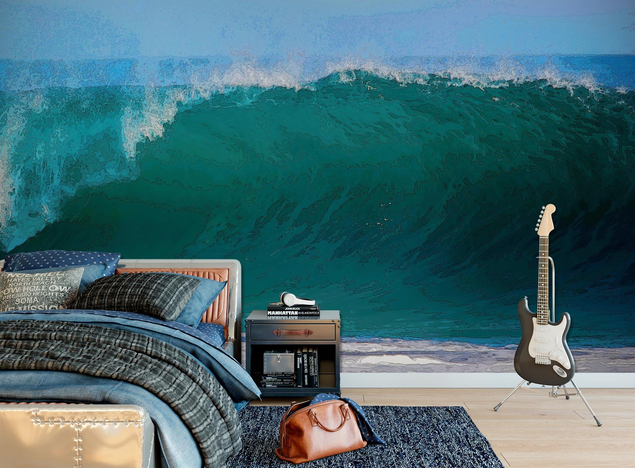 3D Ocean Waves 90216 Alius Herb Wall Mural Wall Murals