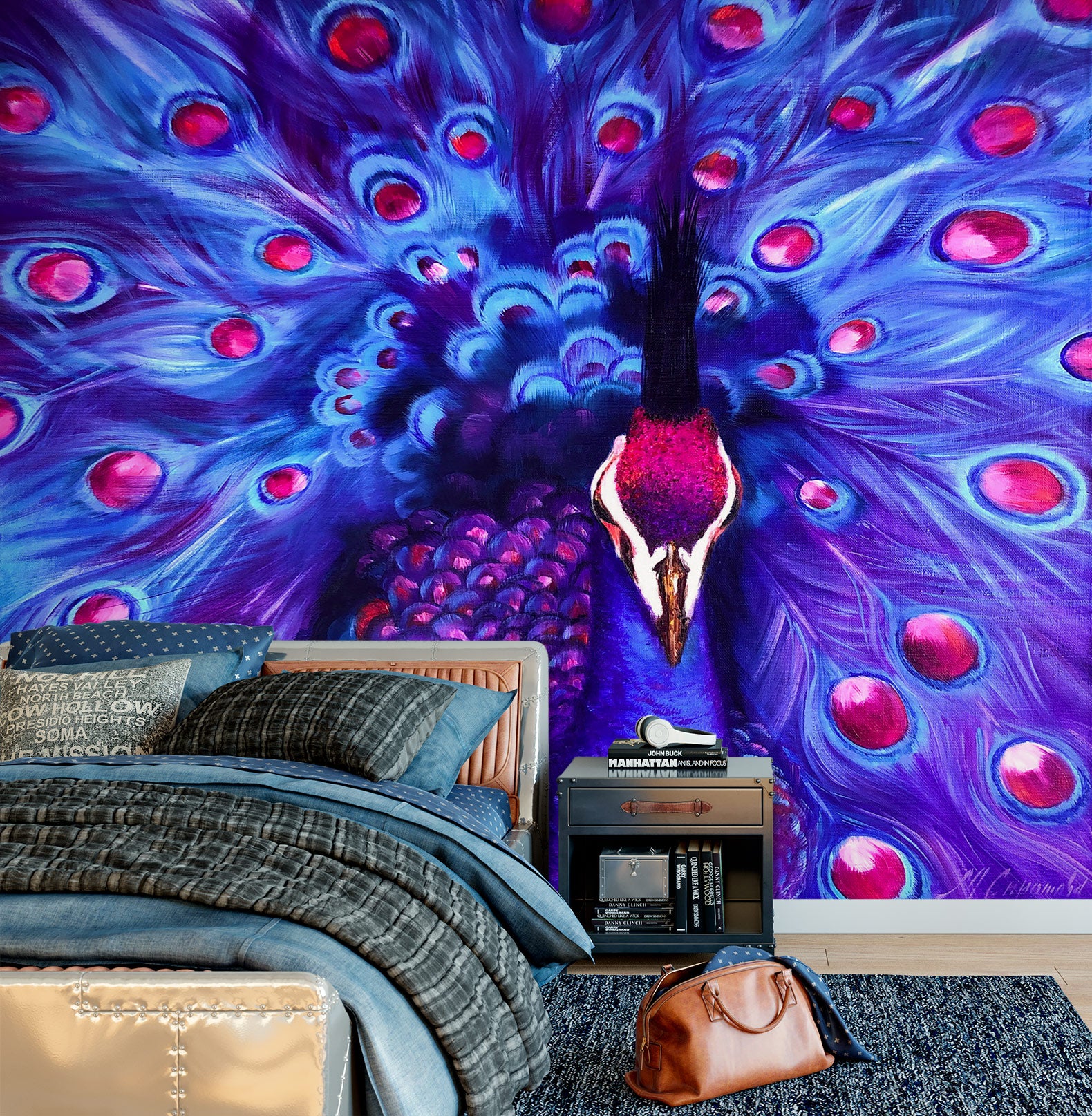 3D Purple Peacock 141 Skromova Marina Wall Mural Wall Murals