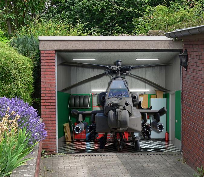 3D Fighter Helicopter Garage Door Mural Wallpaper AJ Wallpaper 