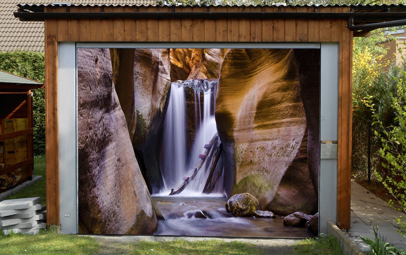 3D Stone Mountain River 257 Garage Door Mural Wallpaper AJ Wallpaper 