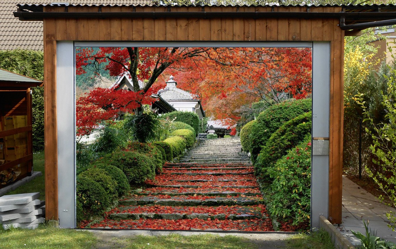 3D Stairs Trees 102 Garage Door Mural Wallpaper AJ Wallpaper 