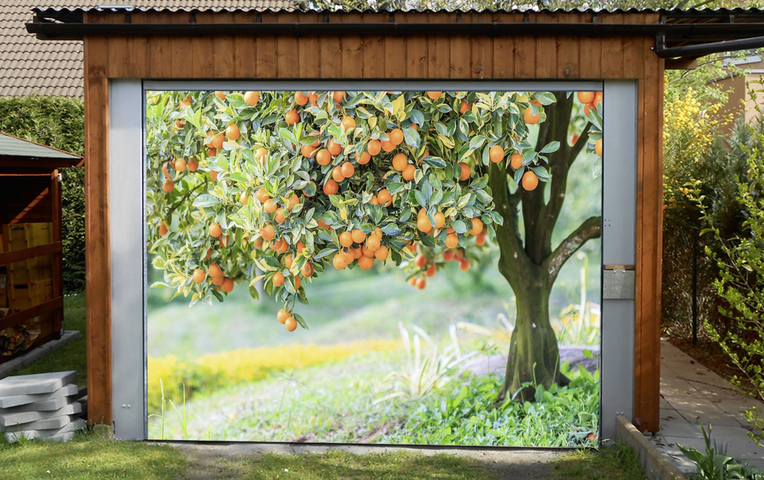 3D Kumquat Tree 418 Garage Door Mural Wallpaper AJ Wallpaper 