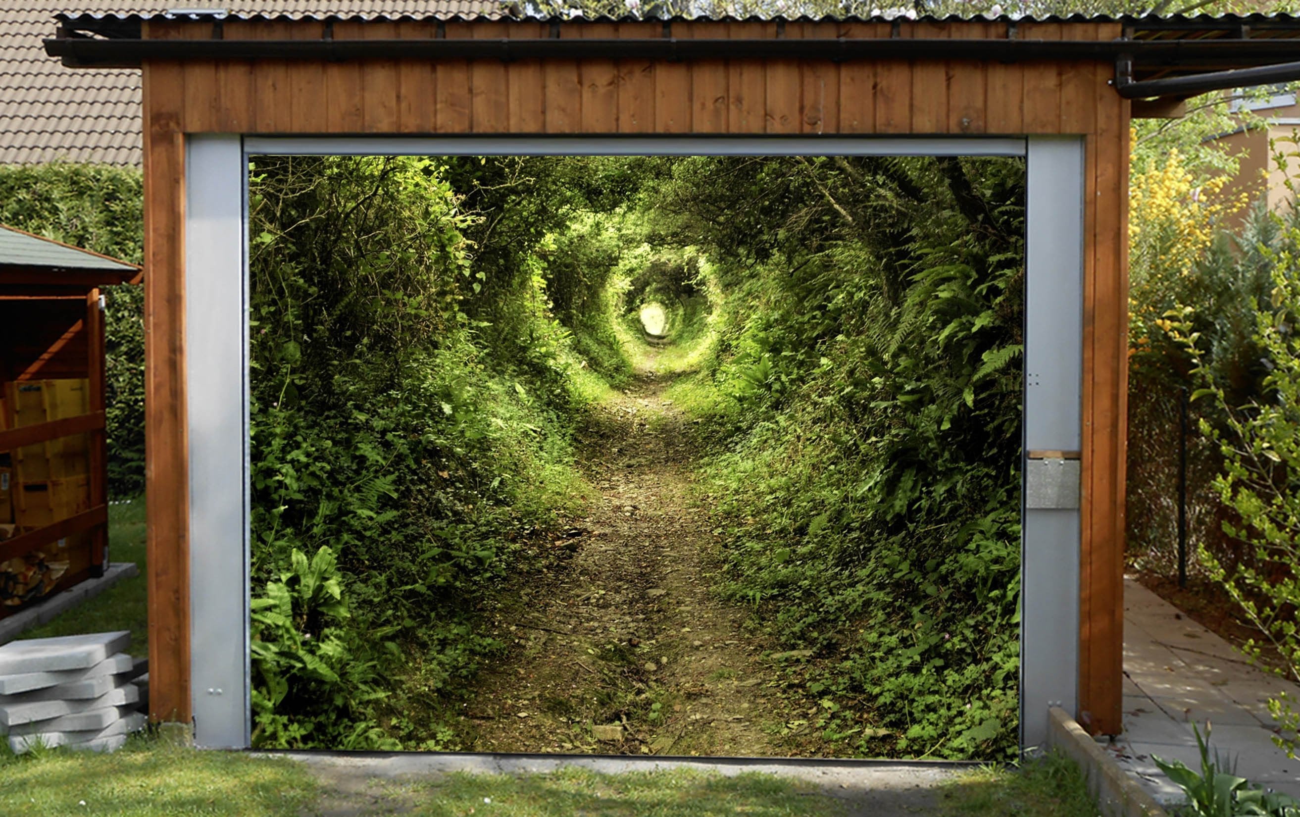 3D Green Weeds Tunnel 319 Garage Door Mural Wallpaper AJ Wallpaper 